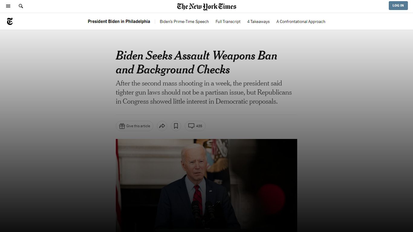 Biden Seeks Assault Weapons Ban and Background Checks